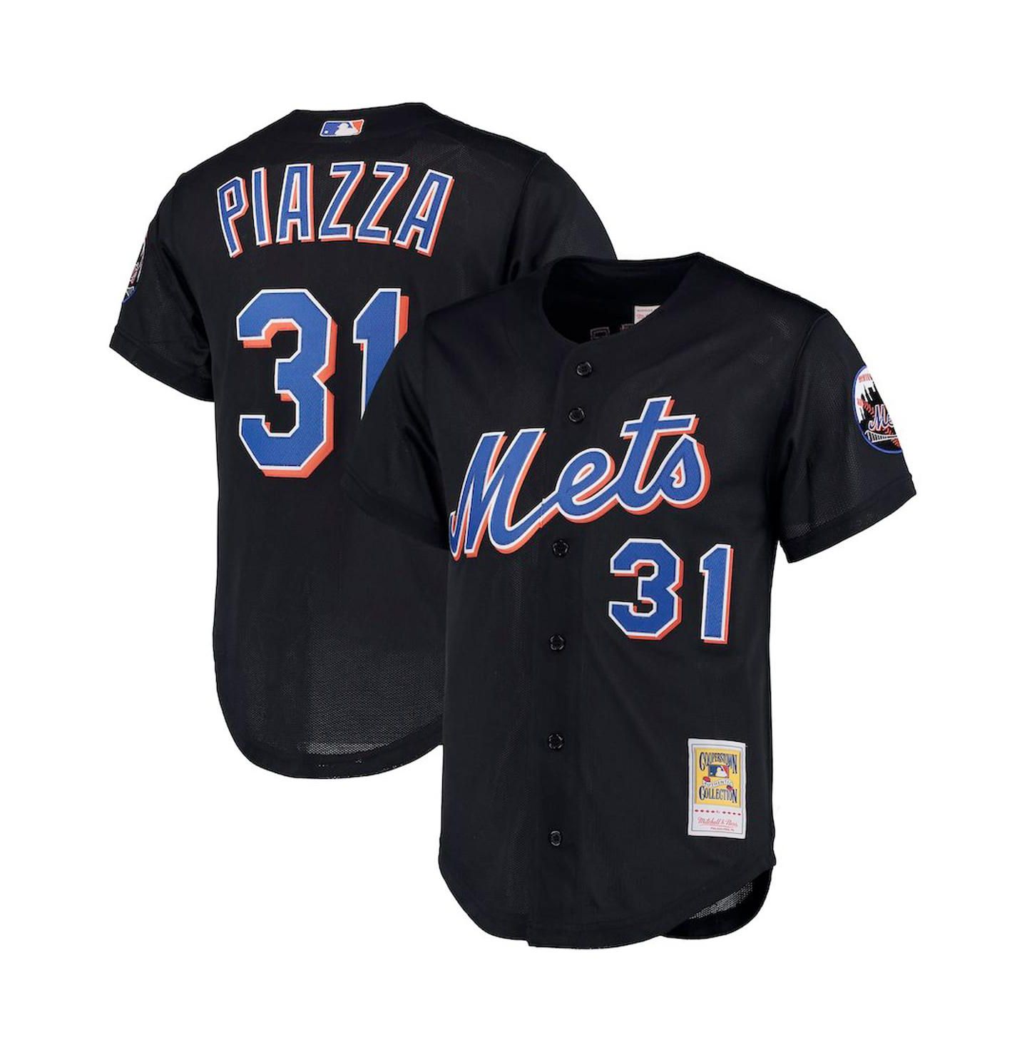 Мужская рубашка-джерси Mitchell & Ness Mike Piazza New York Mets, большие размеры, Black — фото 1