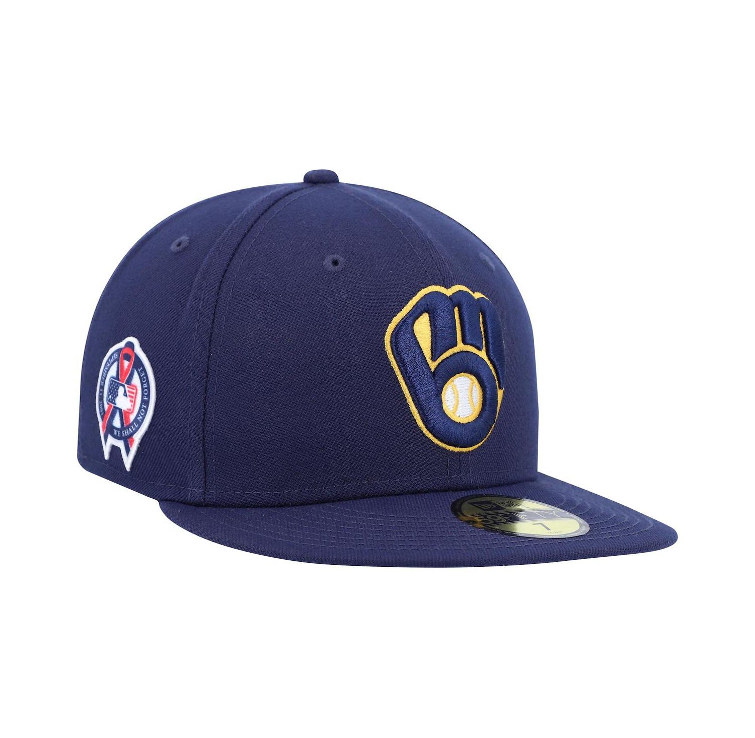 Men's Navy Milwaukee Brewers 9, 11 Memorial Side Patch 59Fifty Fitted Hat