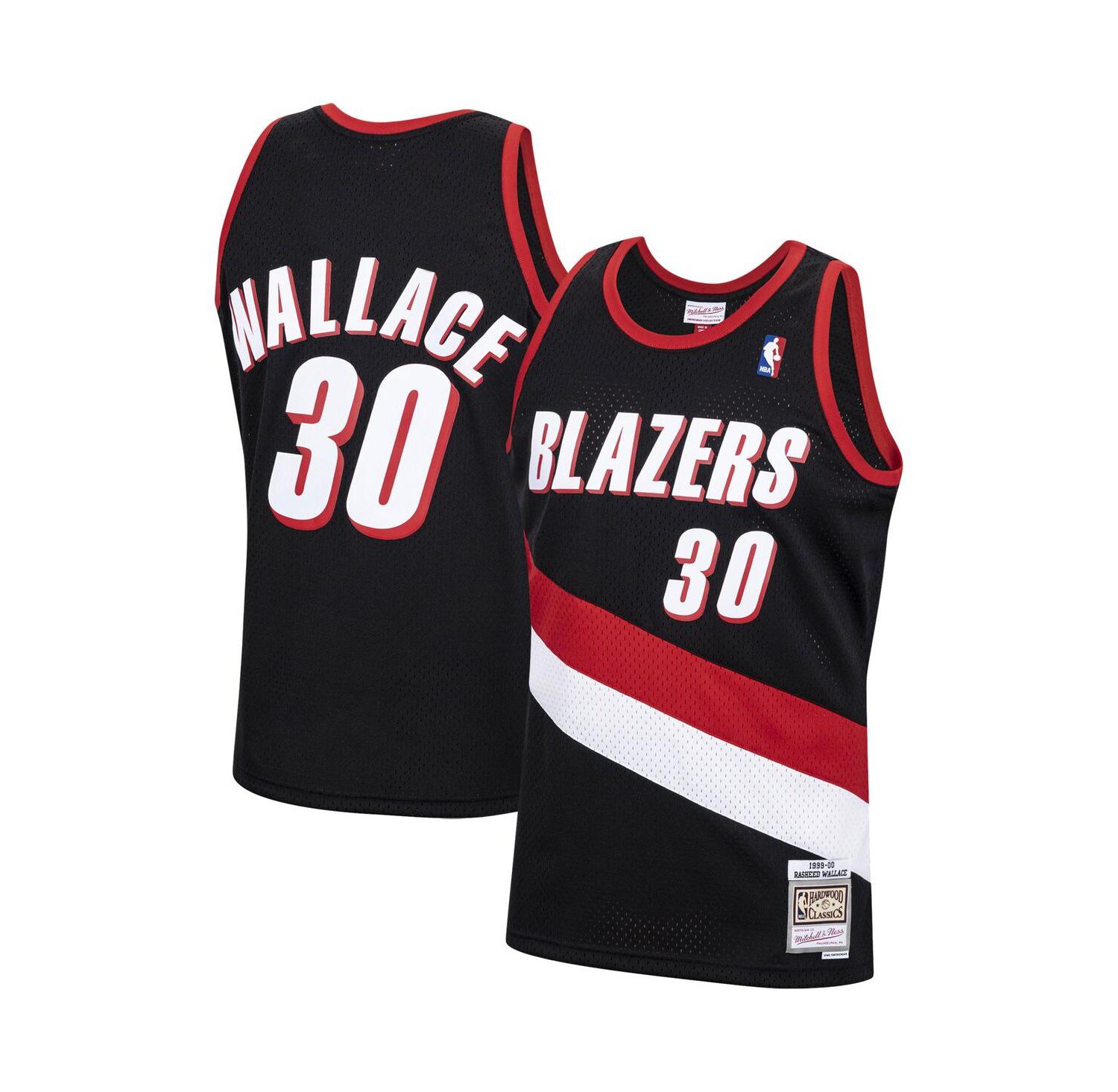 Men's Rasheed Wallace Black Portland Trail Blazers 1999-00 Hardwood Classics Swingman Jersey
