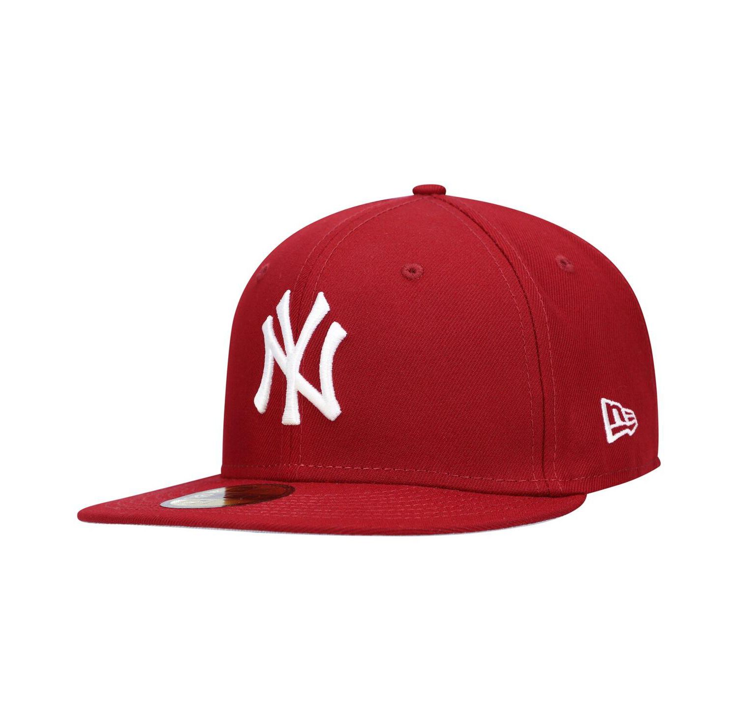 Men's Cardinal New York Yankees Logo White 59FIFTY Fitted Hat