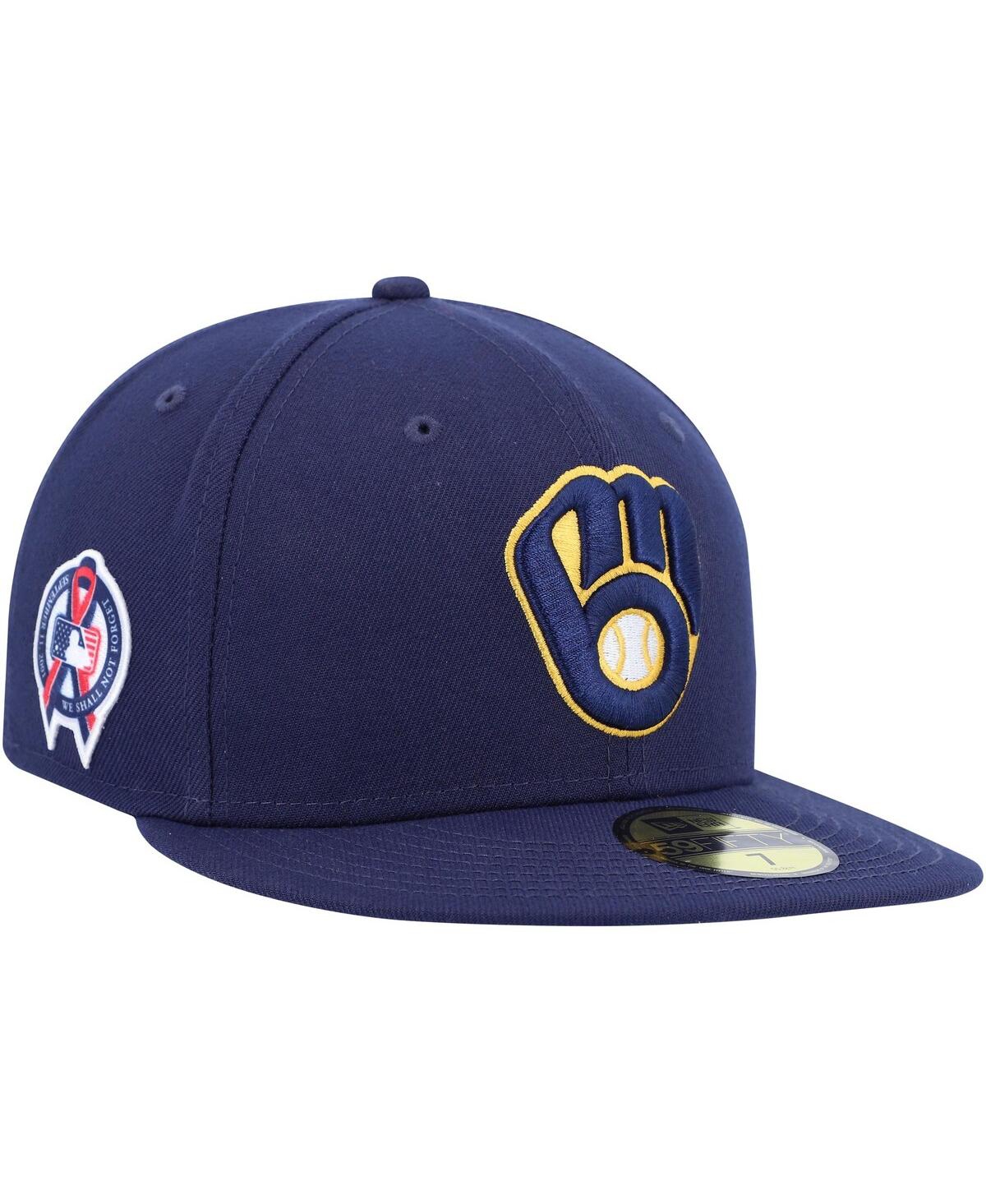 Men'sMilwaukee Brewers 9, 11 Memorial Side Patch 59Fifty Fitted Hat - Navy