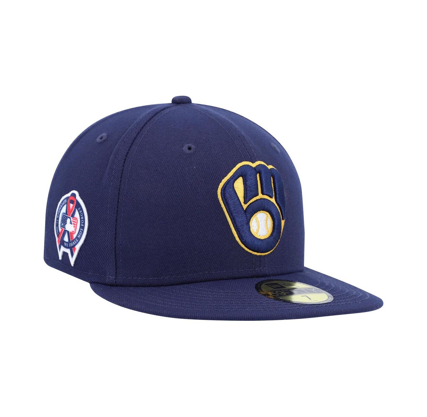 Men's Navy Milwaukee Brewers 9, 11 Memorial Side Patch 59Fifty Fitted Hat