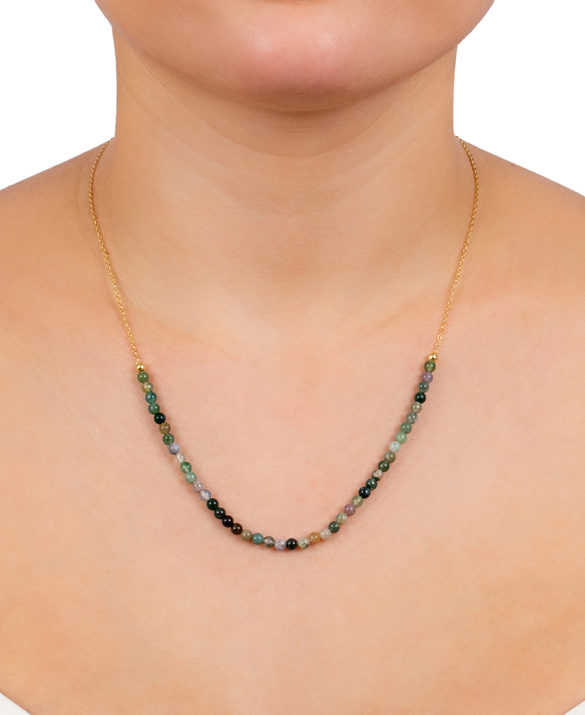 Giani Bernini Green Agate Beaded Collar Necklace in Sterling Silver, 16