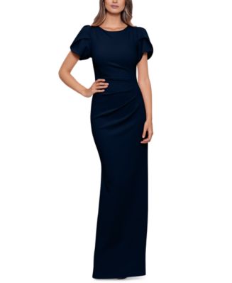 XSCAPE Puff-Sleeve Ruched Gown - Macy's