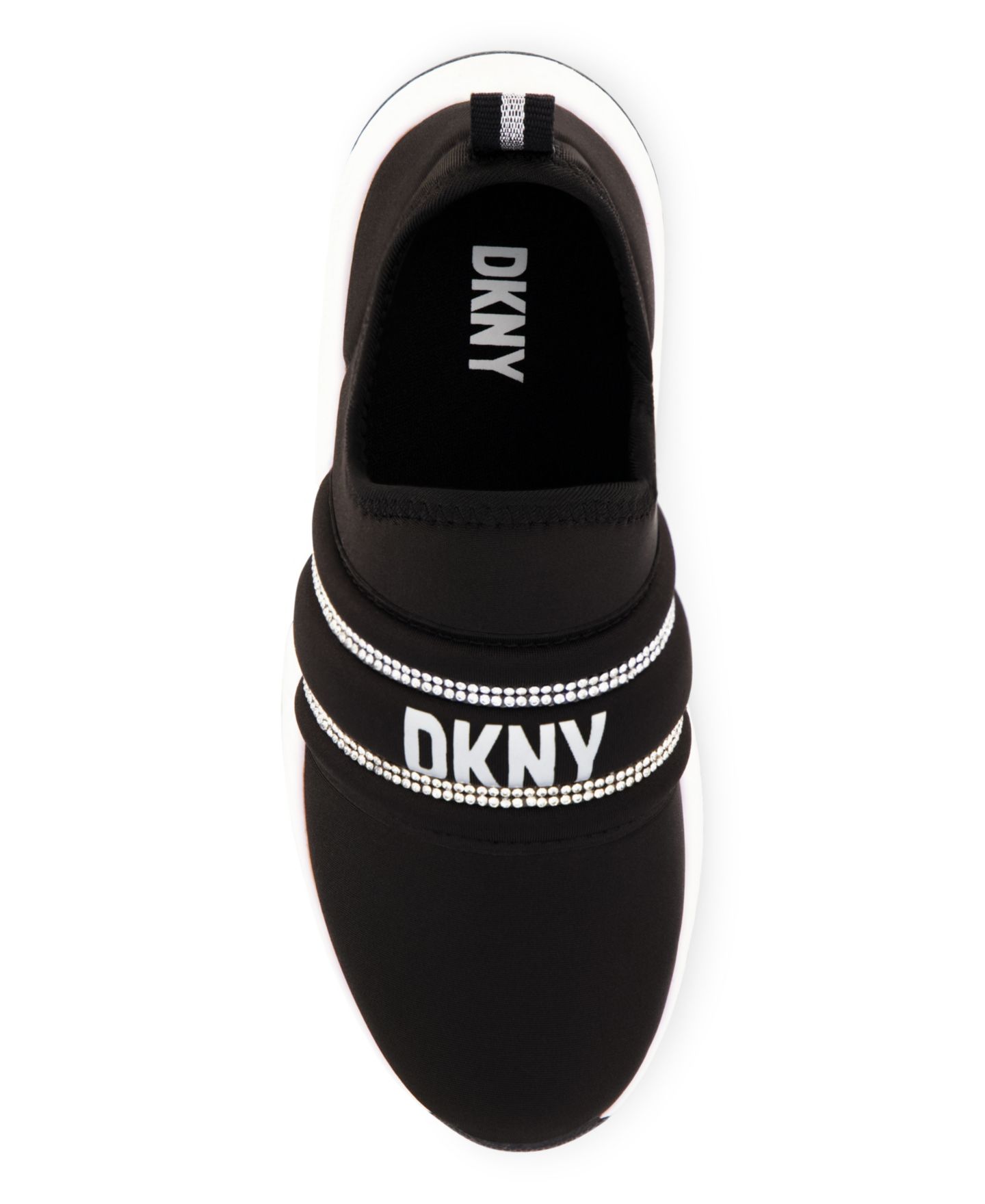 Кроссовки DKNY Bedazzled Logo Sport Stretch Slip On Sneakers для девочек, цвет: Чёрный — фото 4