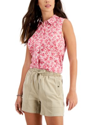 Tommy Hilfiger - Women's Cotton Floral-Print Sleeveless Shirt