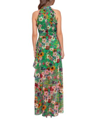 Women's Floral-Print Ruffled Halter Gown