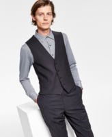 Calvin Klein Men's Slim-Fit Wool Infinite Stretch Suit Vest - Charcoal