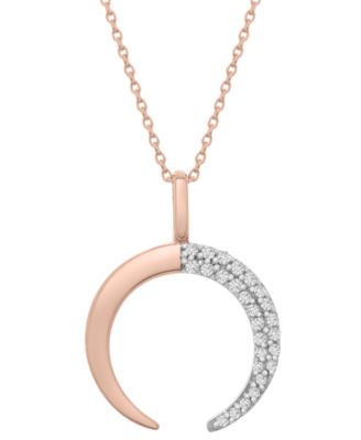 Wrapped - Diamond Crescent Moon 20" Pendant Necklace (1/10 ct. t.w.)