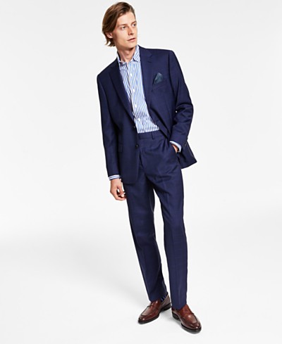 Calvin Klein Men's X Slim-Fit Stretch Navy Plaid Suit Separate Jacket -  Macy's