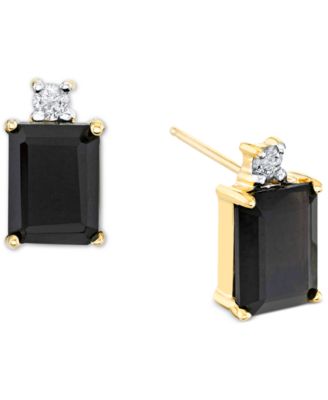 Macy's - Onyx & Diamond (1/10 ct. t.w.) Stud Earrings in 14k Gold