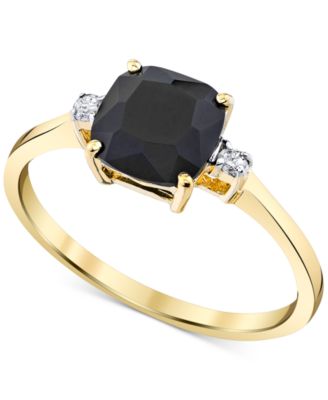 Macy's - Onyx & Diamond Accent Cushion Ring in 14k Gold