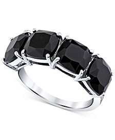 Onyx Cushion Four Stone Ring in Sterling Silver