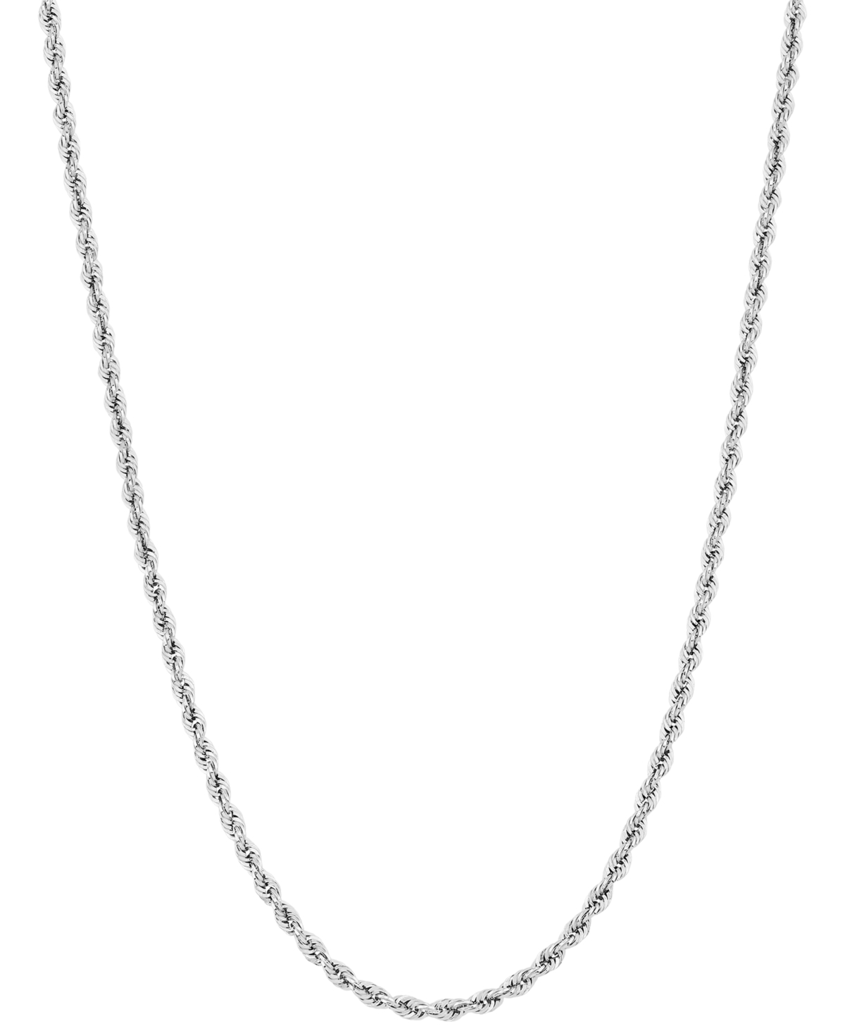 Glitter Rope Link 16" Chain Necklace (2mm) in 10k White Gold - White Gold
