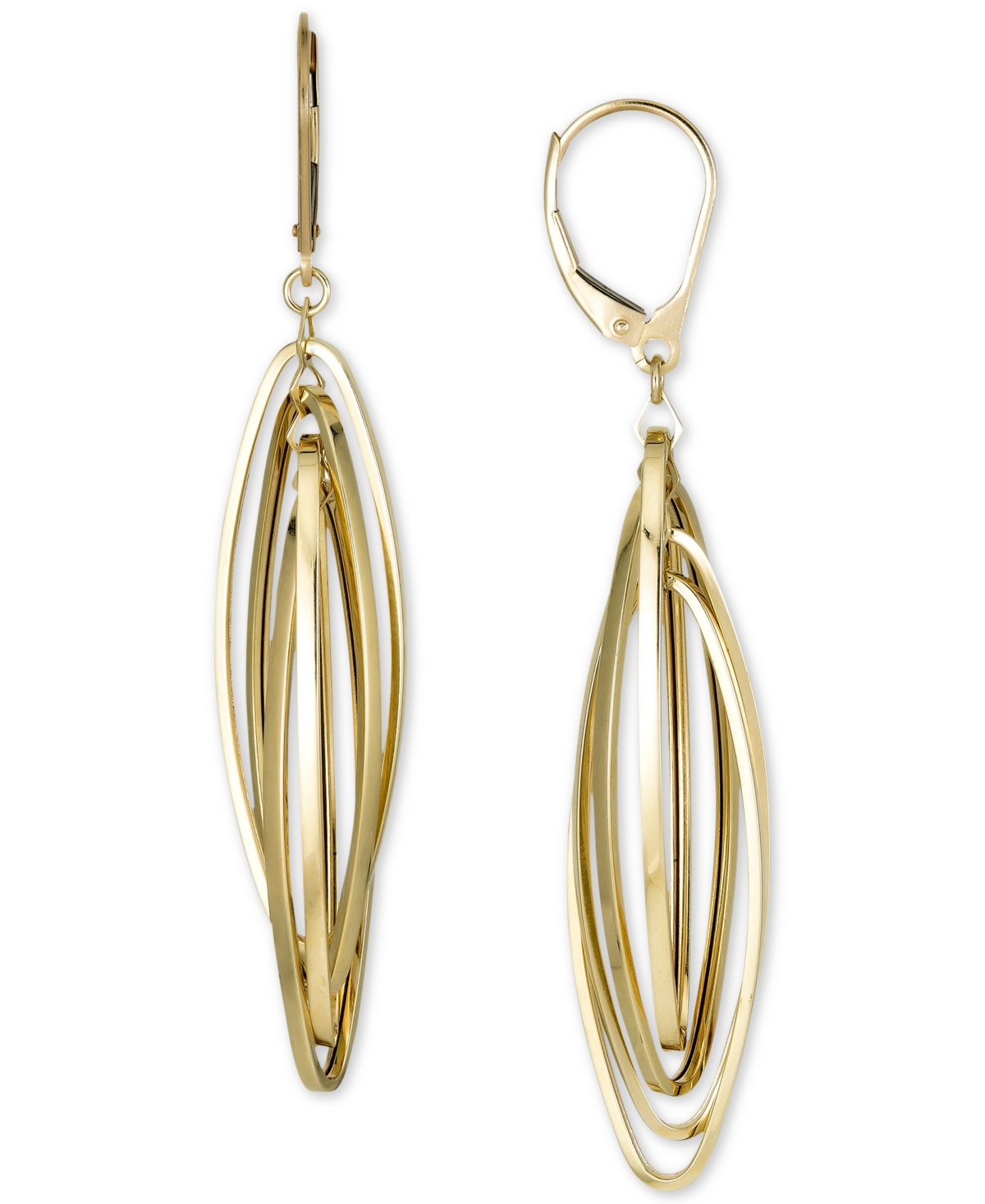 Orbital Open Navette Drop Earrings in 10k Gold - Yellow Gold