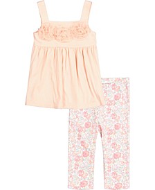 Baby Girls Rosettes Jersey Tunic and Printed Capri Leggings Set, 2 Piece