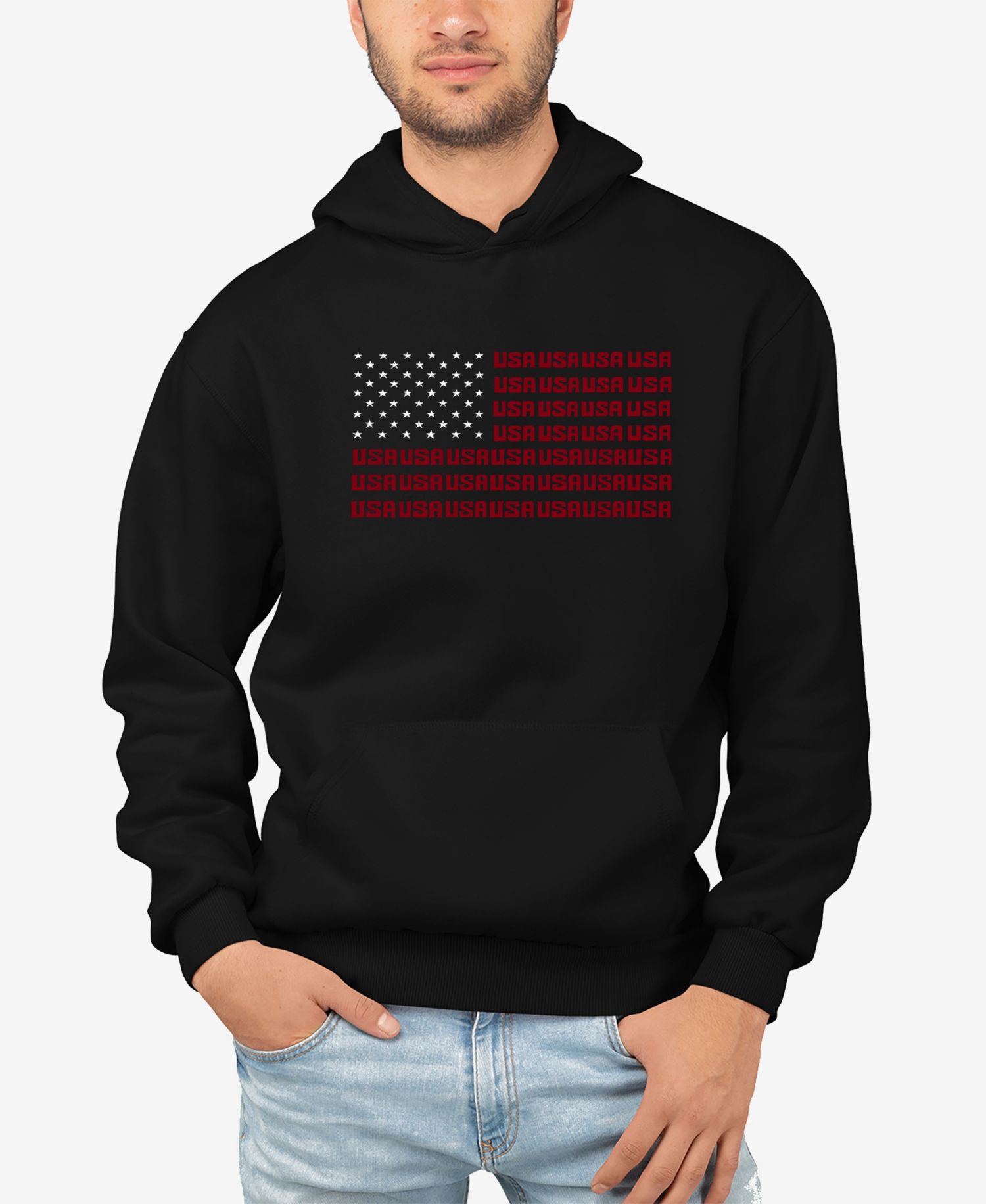Men's Word Art USA Flag Hooded Sweatshirt