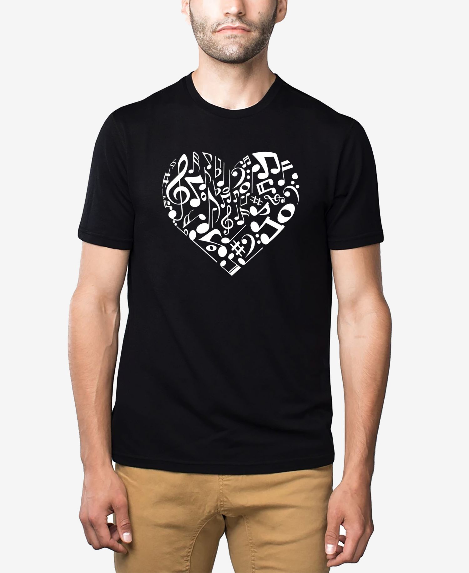 Men's Cotton/Poly Blend Word Art Heart Music Notes T-shirt