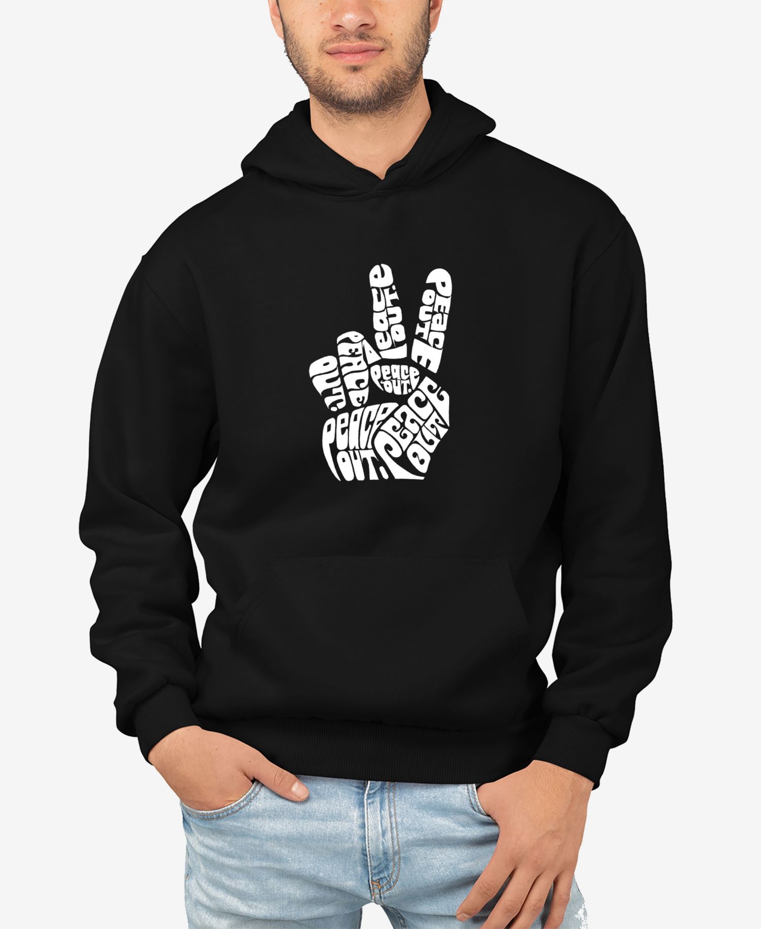 Men's Word Art Peace Out Hooded Sweatshirt