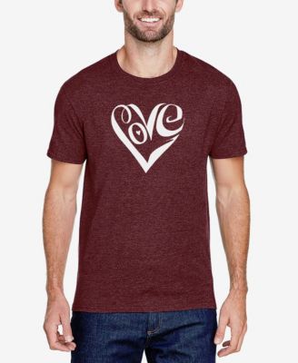 Men's Cotton/Poly Blend Word Art Script Love Heart T-shirt
