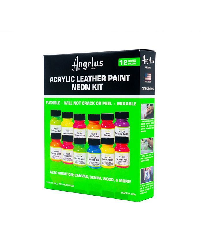 Angelus Neon Acrylic Leather Paint Kit, 1 Ounces, 12 Colors Macy's