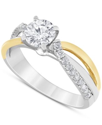 Macy's - Diamond Crossover Engagement Ring (7/8 ct. t.w.) in 14k Two-Tone Gold