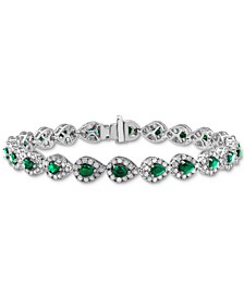 Ruby (4 ct. t.w.) & Diamond (3 ct. t.w.) Halo Link Bracelet in 14k White Gold (Also in Sapphire & Emerald)