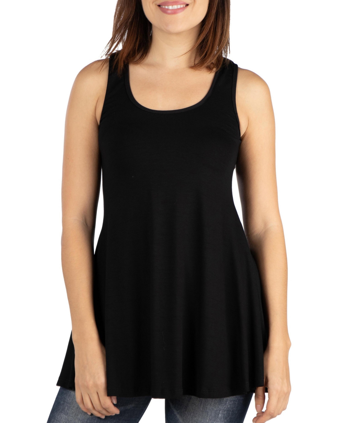 Shop 24seven Comfort Apparel Women's Scoop Neck Sleeveless Tunic Top In Black