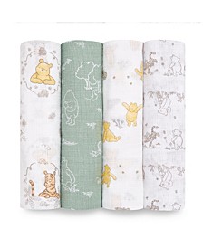 Winnie and Friends Swaddle Blankets, Pack of 4