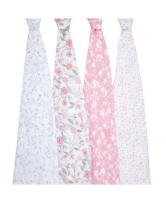 Baby Girls Floral Swaddle Blankets, Pack of 4