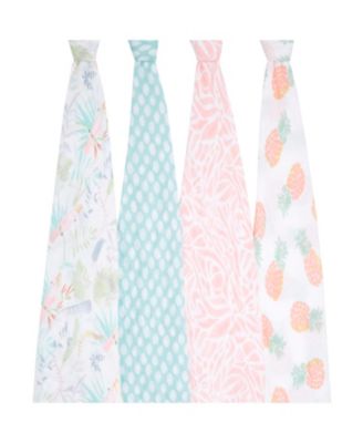 Baby Girls Tropical Swaddle Blankets, Pack of 4