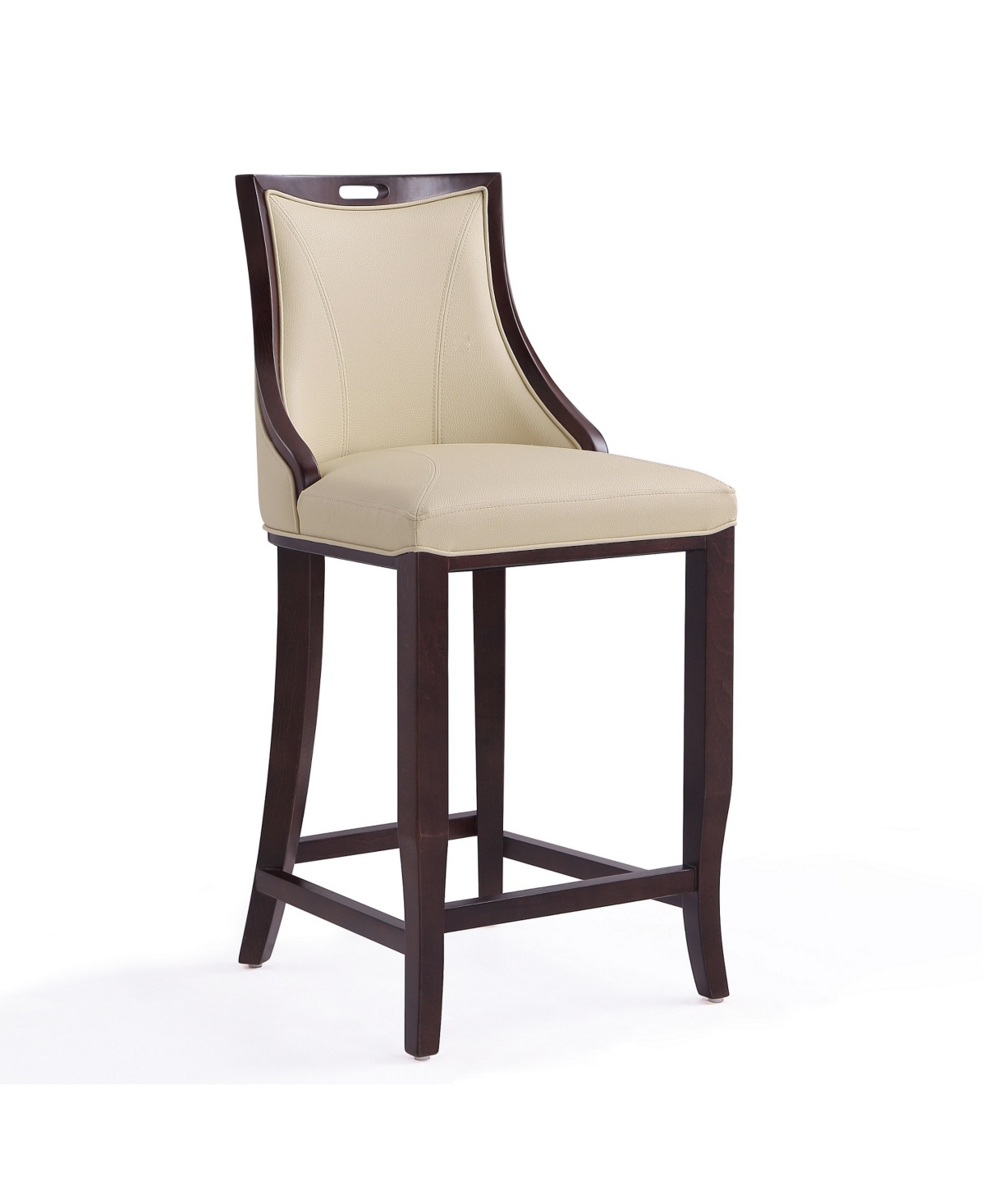MANHATTAN COMFORT EMPEROR 19" L BEECH WOOD FAUX LEATHER UPHOLSTERED BARSTOOL