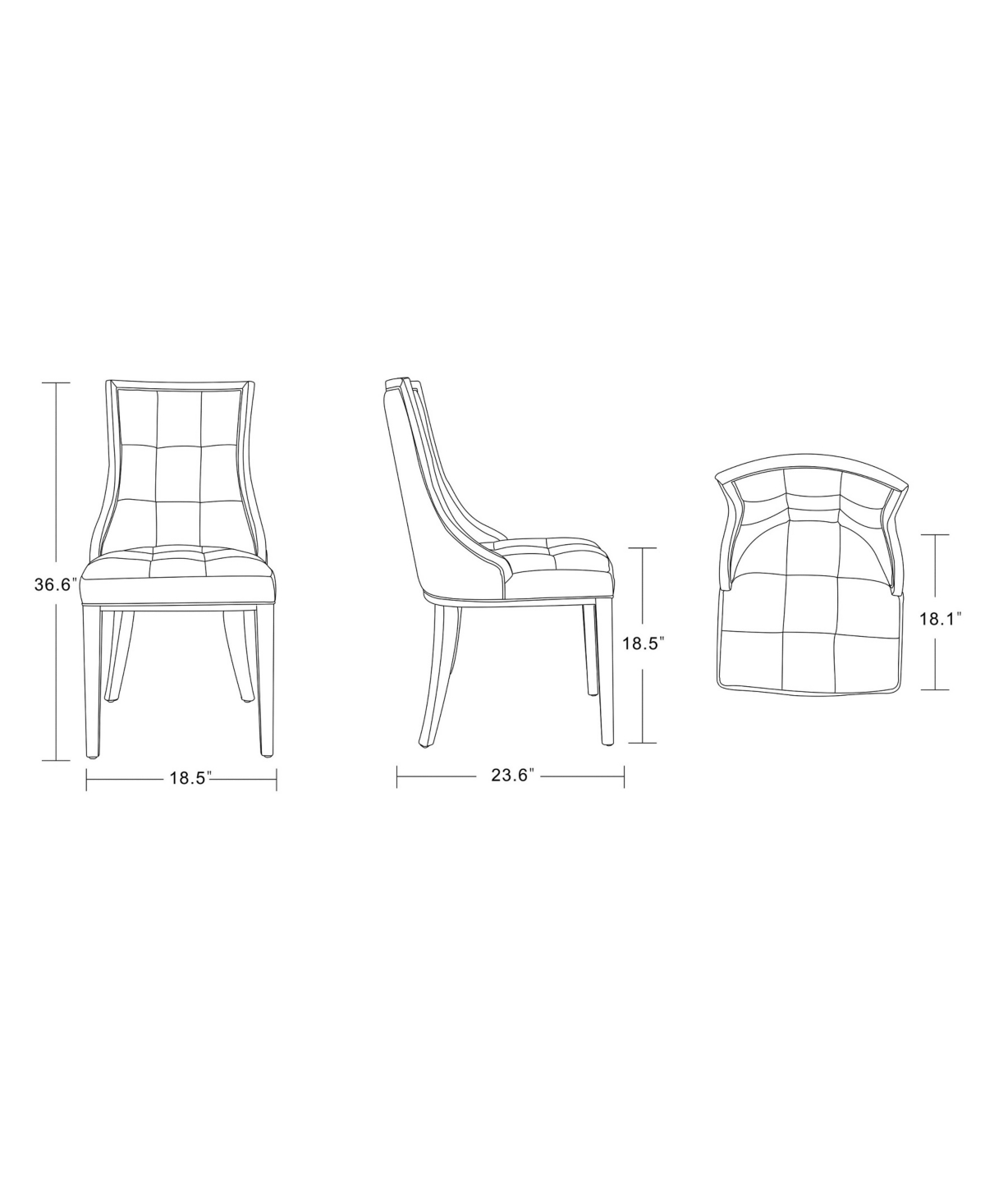 Manhattan Comfort Fifth Avenue 2-Piece Beech Wood Faux Leather Upholstered Dining Chair Set - Walnut