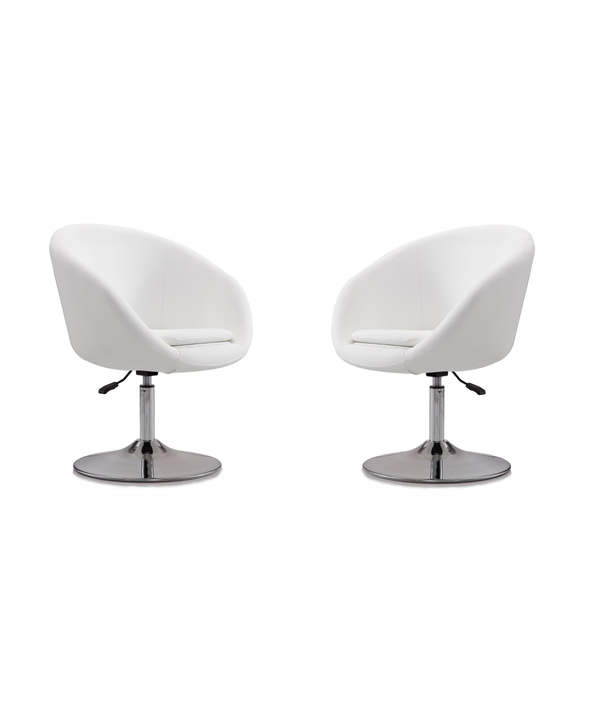 Manhattan Comfort Hopper Swivel Adjustable Height Chair, Set Of 2 In White,polished Chrome