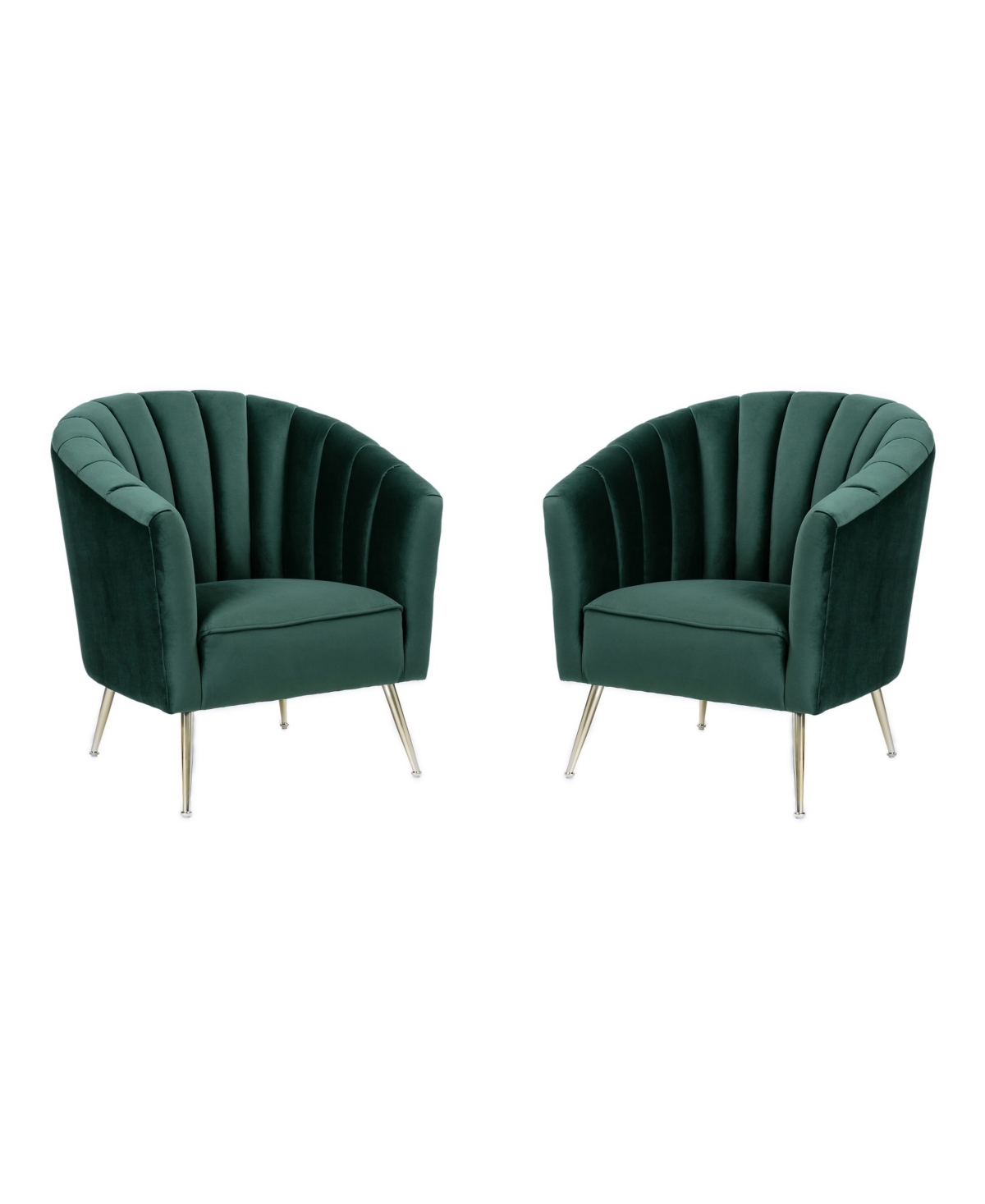 Manhattan Comfort Rosemont Accent Chair, Set Of 2 In Green,gold-tone