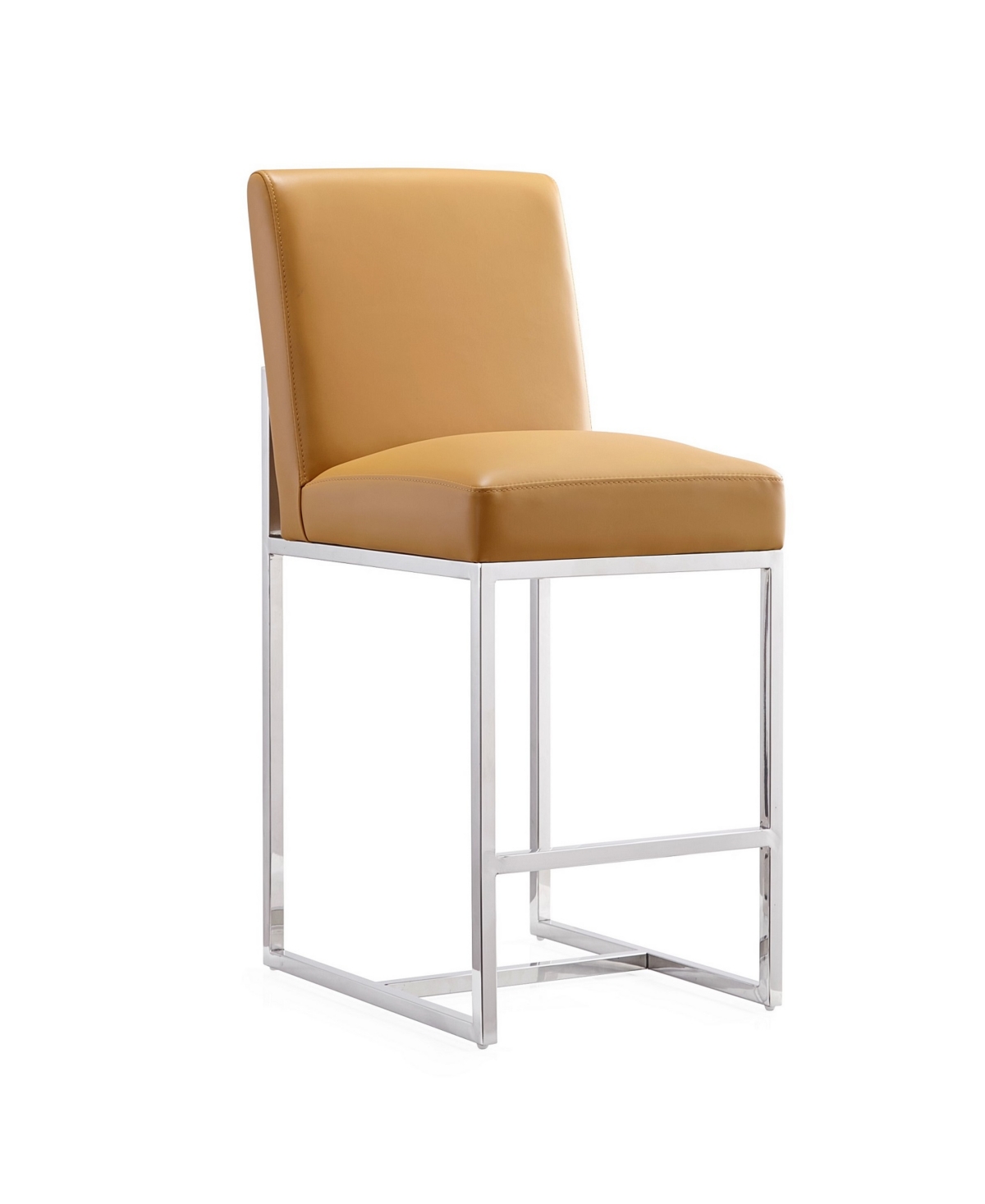 Manhattan Comfort Element 24" Counter Stool, Set Of 2 In Pearl White,polished Chrome