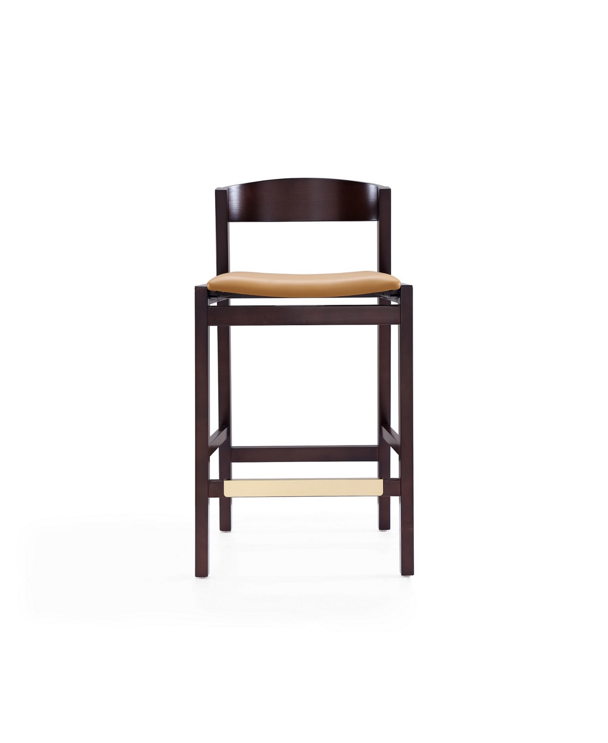 Manhattan Comfort Klismos Counter Stool, Set Of 3 In Camel,dark Walnut