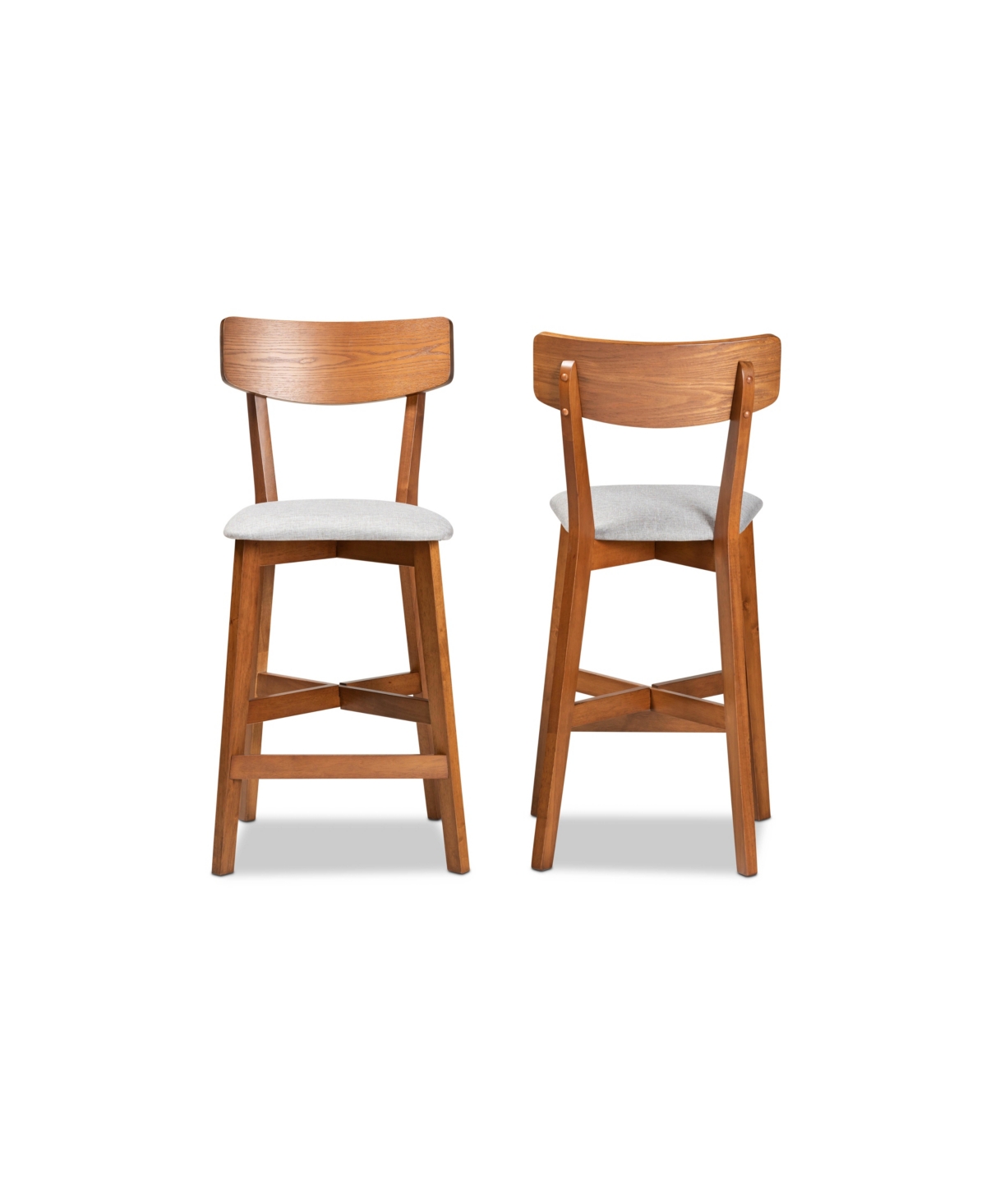 Cameron Modern and Contemporary Transitional Wood Counter Stool Set, 2 Piece - Walnut Brown