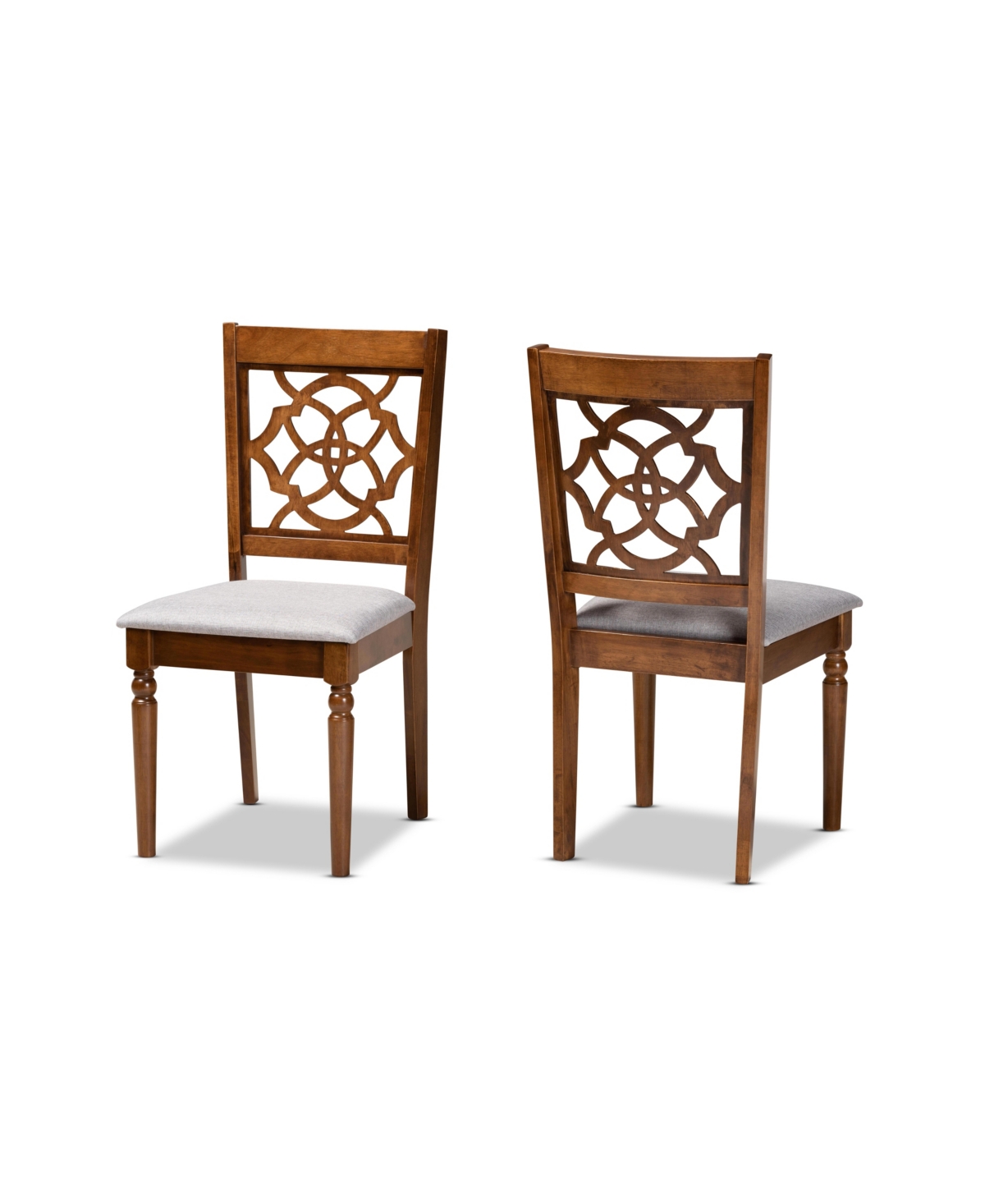 Baxton Studio Renaud Modern And Contemporary Wood Dining Chair Set, 2 Piece In Gray/walnut Brown