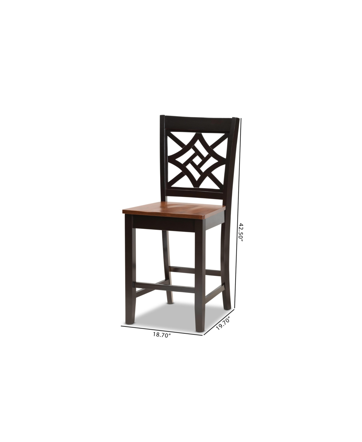 Nicolette Modern and Contemporary Wood Counter Stool Set, 2 Piece - Walnut Brown