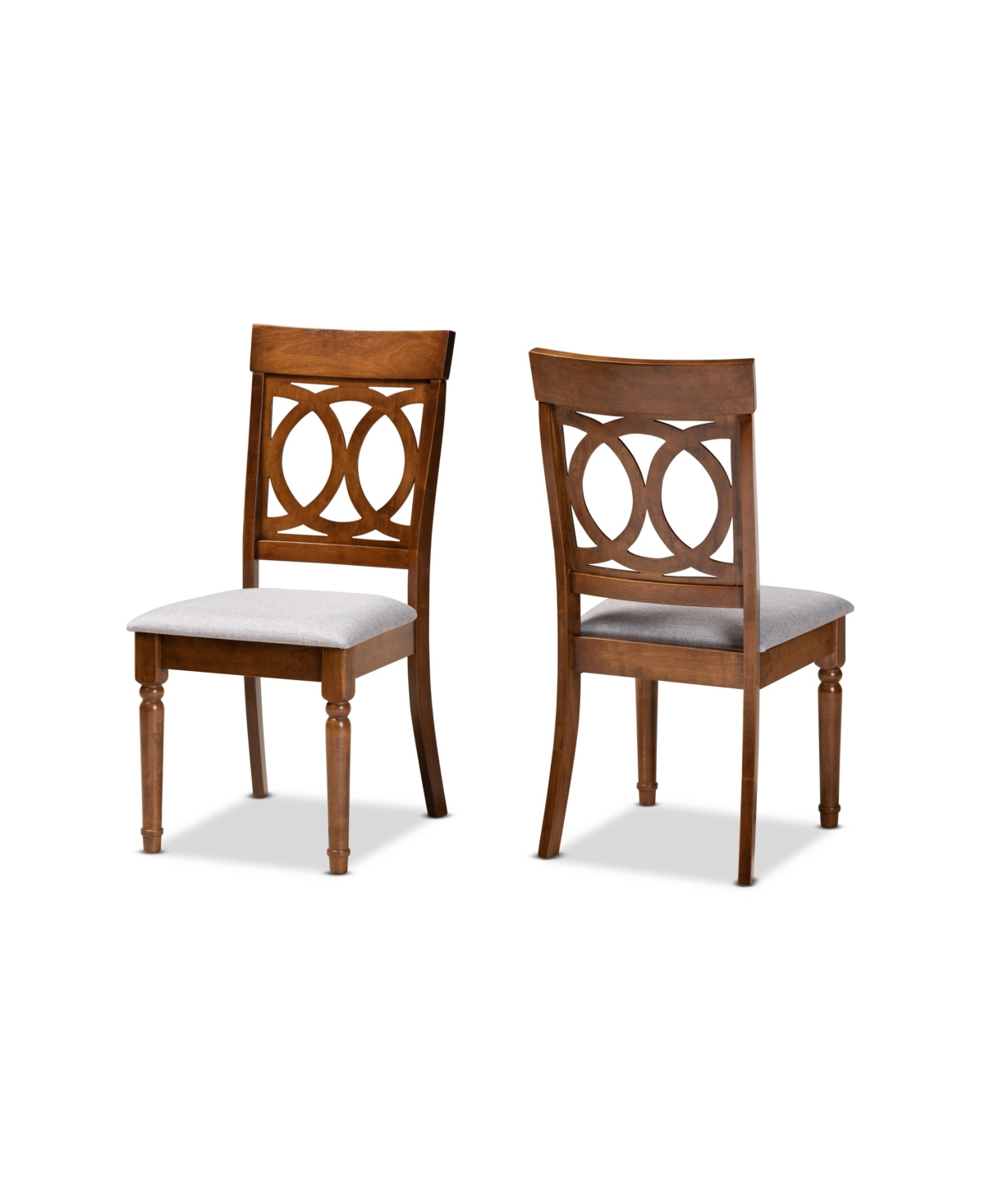 Baxton Studio Lucie Modern And Contemporary Wood Dining Chair Set, 2 Piece In Gray,walnut Brown