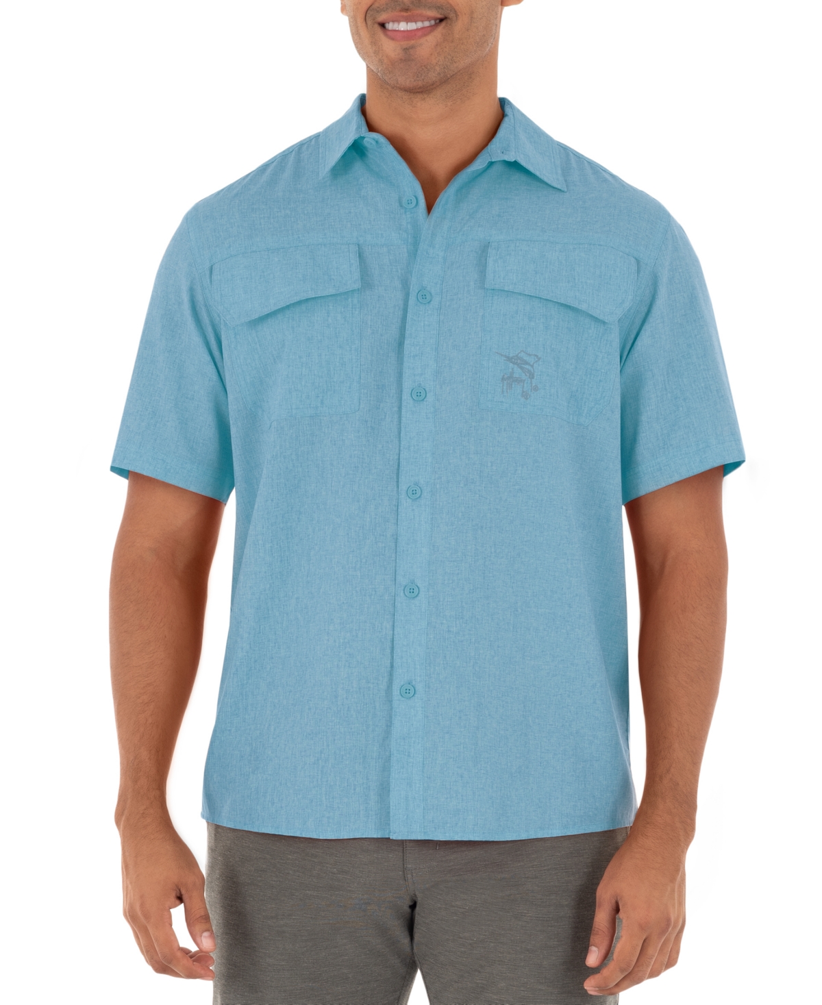 Guy Harvey Men's Heathered Textured Fishing Shirt