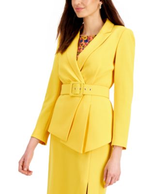 Belted Asymmetrical Draped Blazer 