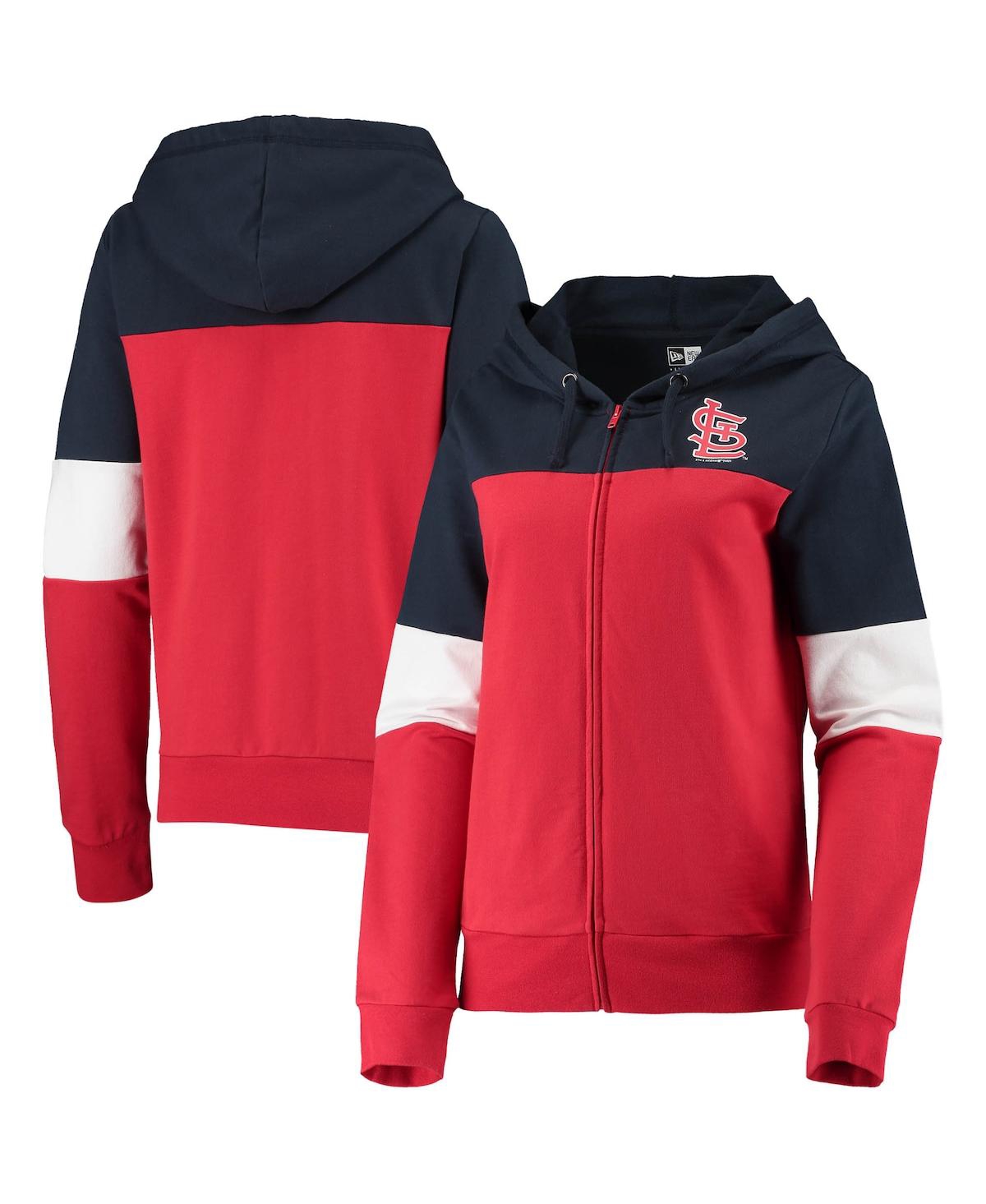 Shop New Era Women's  Red St. Louis Cardinals Colorblock French Terry Full-zip Hoodie