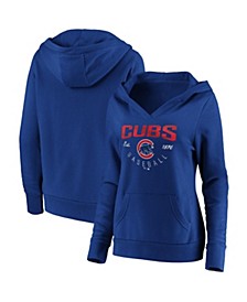 Women's Royal Chicago Cubs Core Live For It V-Neck Pullover Hoodie