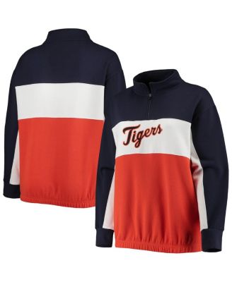 Women's Black/Navy Detroit Tigers Plus Size Anorak Quarter-Zip