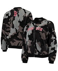 Women's Black Boston Red Sox Camo Sherpa Full-Zip Bomber Jacket