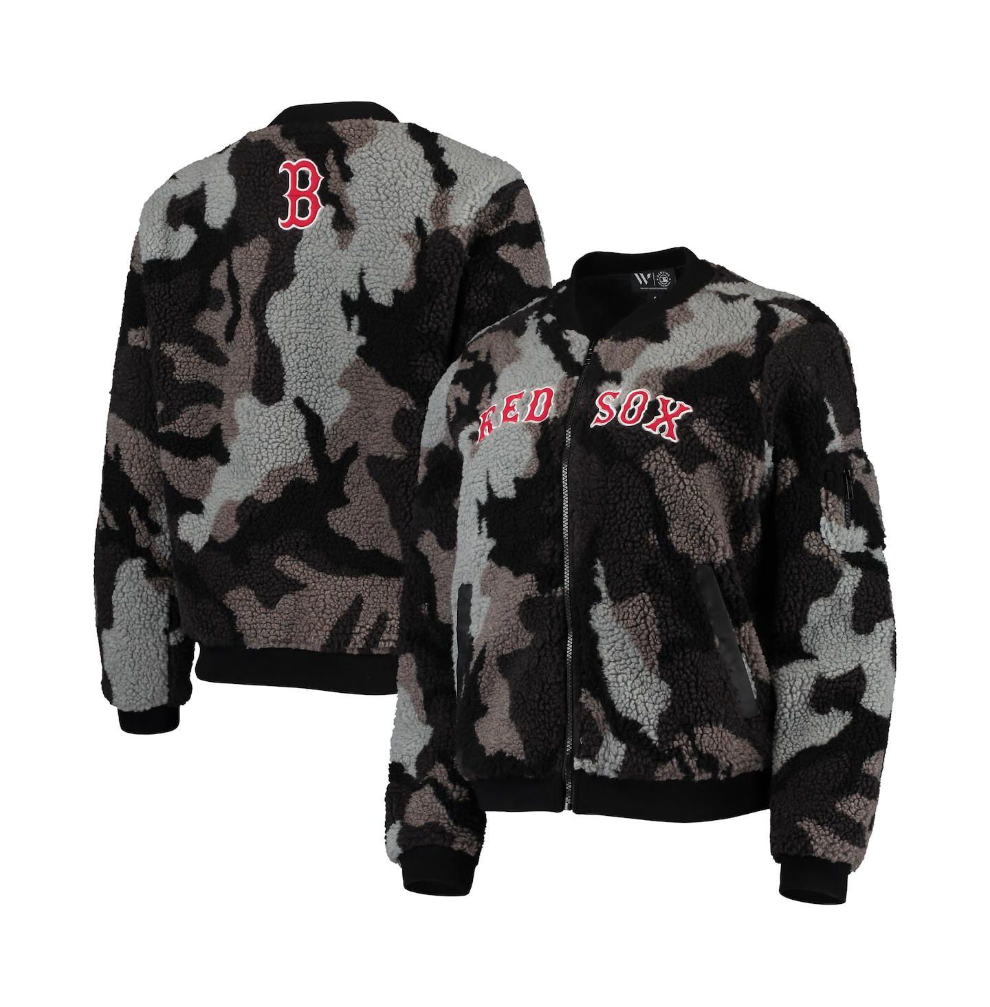 Женская куртка The Wild Collective Black Boston Red Sox Camo Sherpa Full-Zip Bomber — фото 1