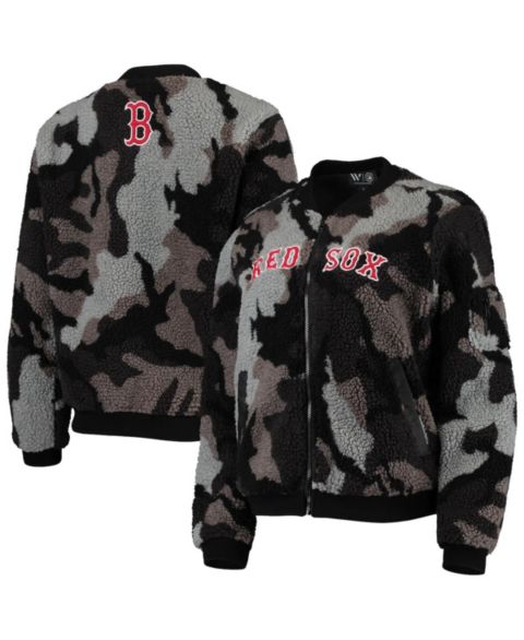 Женские куртки The Wild Collective Women's Black Boston Red Sox Camo Sherpa Full-Zip Bomber Jacket
