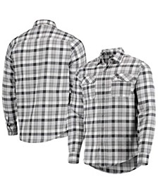 Men's Gray and White Colorado Rockies Ease Flannel Button-Up Long Sleeve Shirt